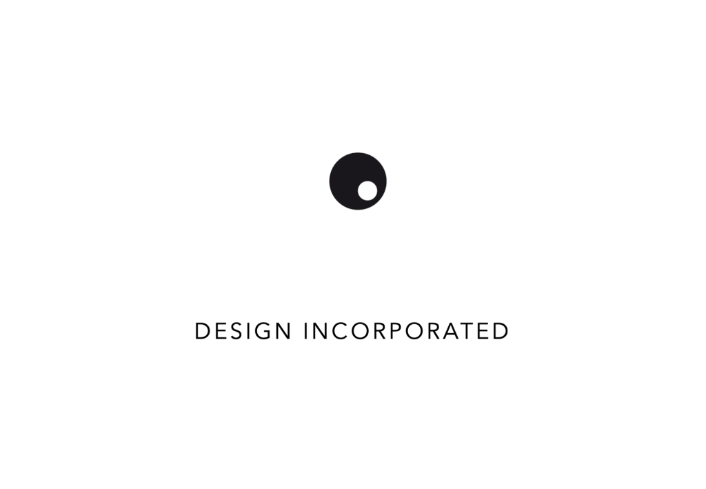 Logo of Design Incorporated featuring a minimalistic design with a circle and a small dot above it.